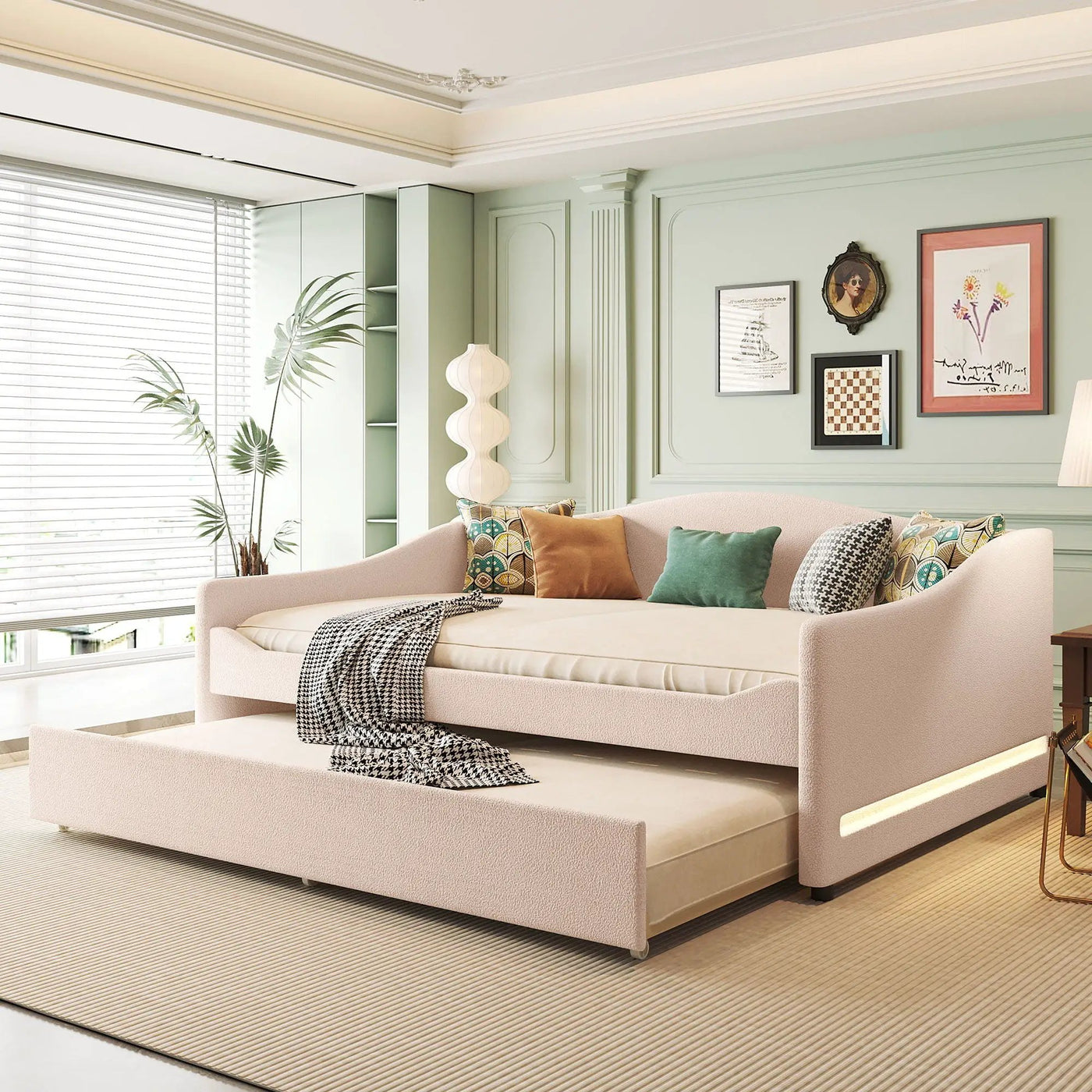 Upholstered Daybed With Light And Trundle by HouseOfZazla
