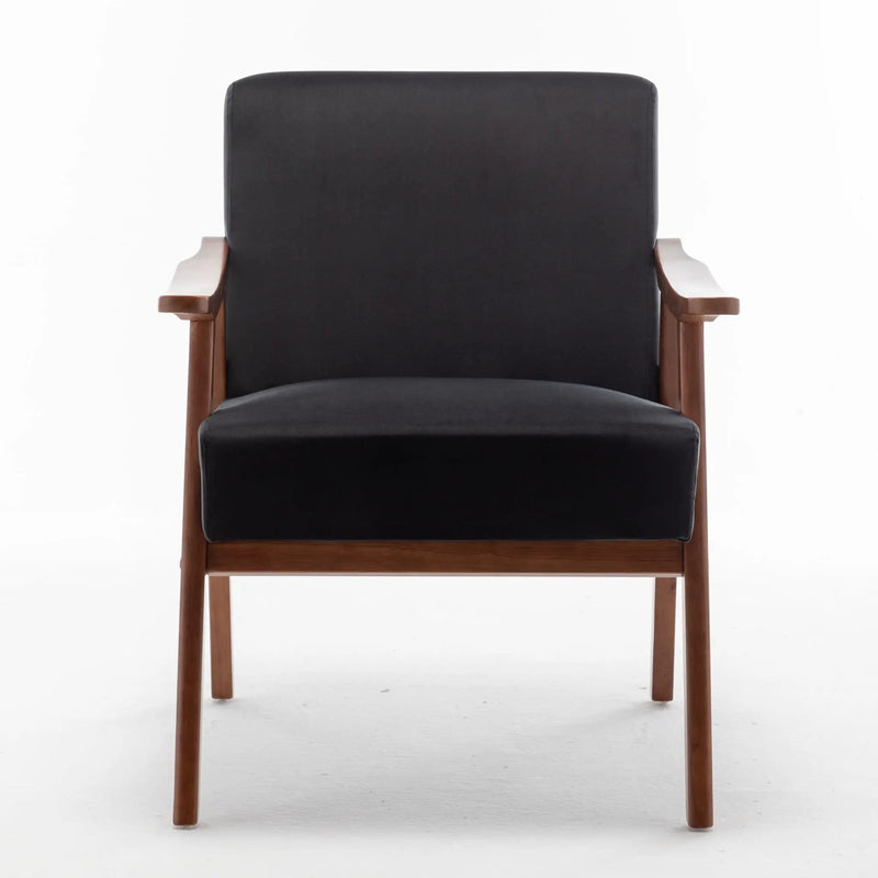 Mid Century Modern Accent Chair With Solid Wood Frame And Extra Thick Backrest by HouseOfZazla