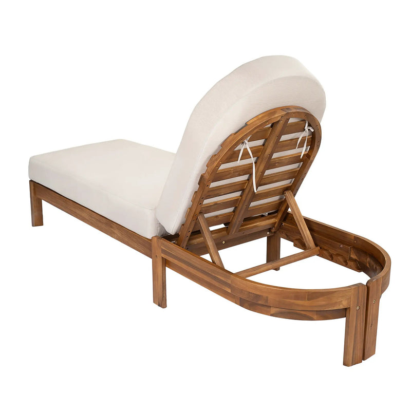 Patio Acacia Wood Chaise Lounge Chairs with Adjustable Backrest Set of 2 by HouseOfZazla