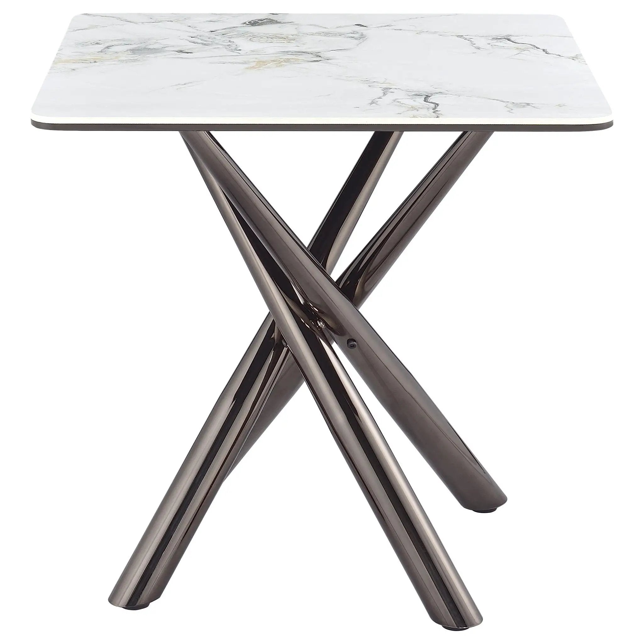Carvell Square Sintered Stone End Side Table Mirage White by Unique Piece Furniture
