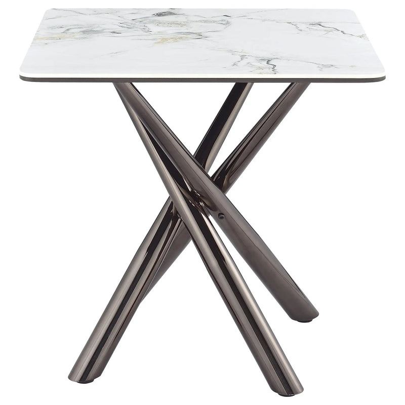 Carvell Square Sintered Stone End Side Table Mirage White by Unique Piece Furniture