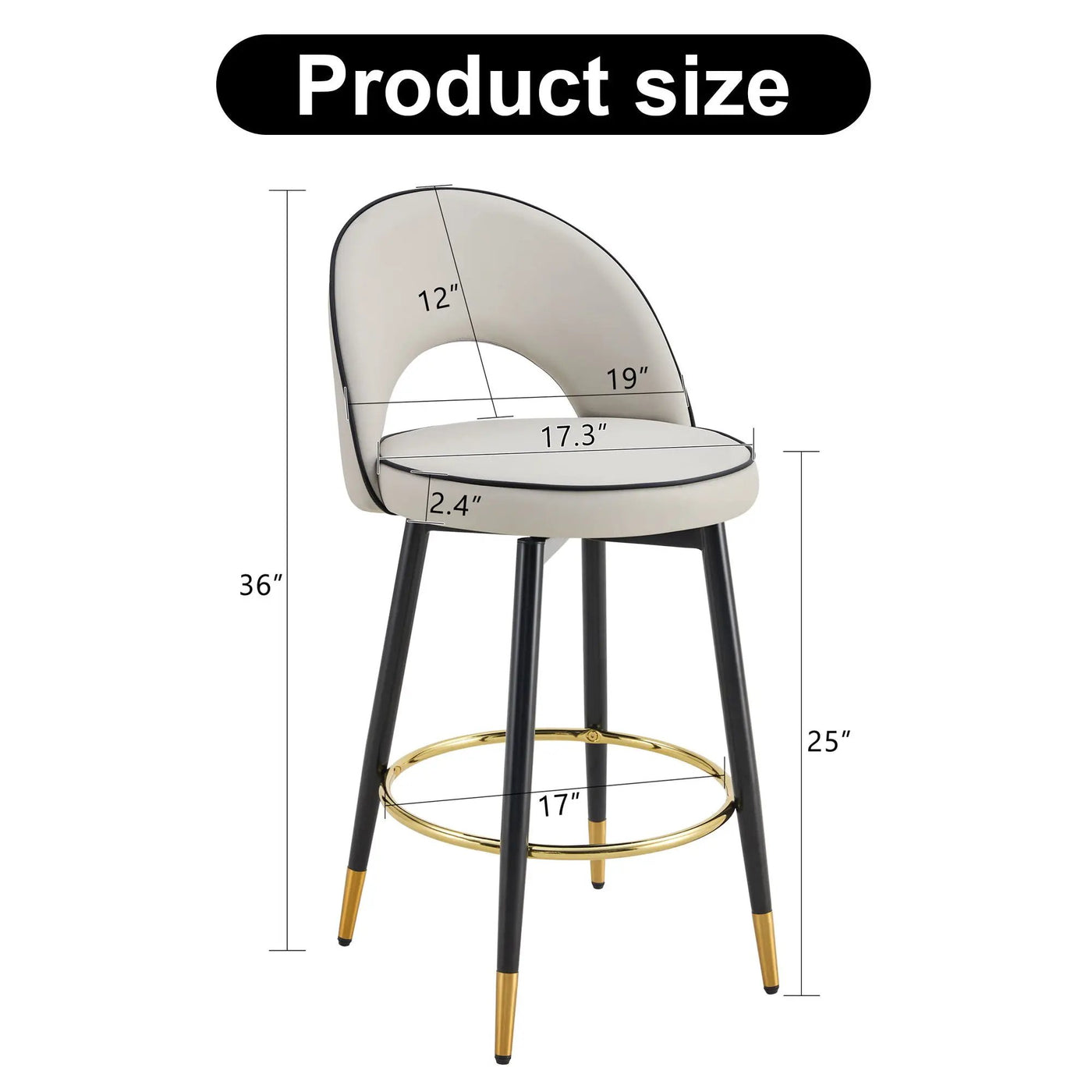 Modern Upholstered 360° Rotatable Bar Chair With Metal Legs For Dining Room (Set of 2) by HouseOfZazla