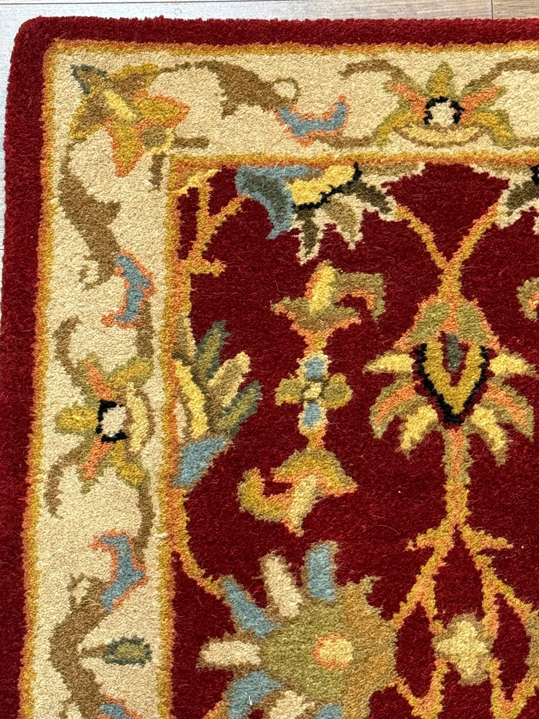 Small Floral Wool Rug 2x3, Safavieh Heritage Collection, Dark Red & Cream by Jewel Rugs