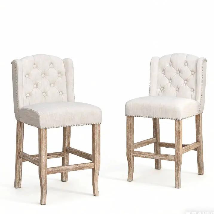 26.78'' Seat Height Vienna Contemporary Fabric Tufted Wingback Counter Stools, Set of 2 by HouseOfZazla