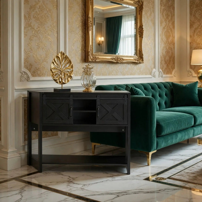 Farmhouse Entryway Table With Sliding Barn Door by HouseOfZazla