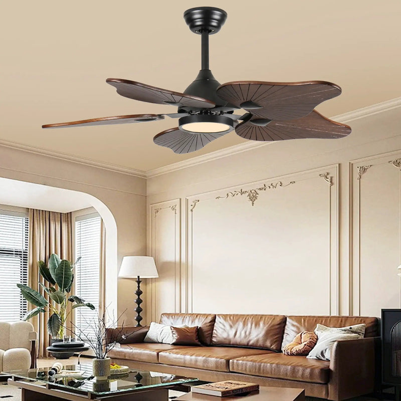 44-Inch Ceiling Fan with Light, 5 Solid Wood Blades, DC Motor by HouseOfZazla