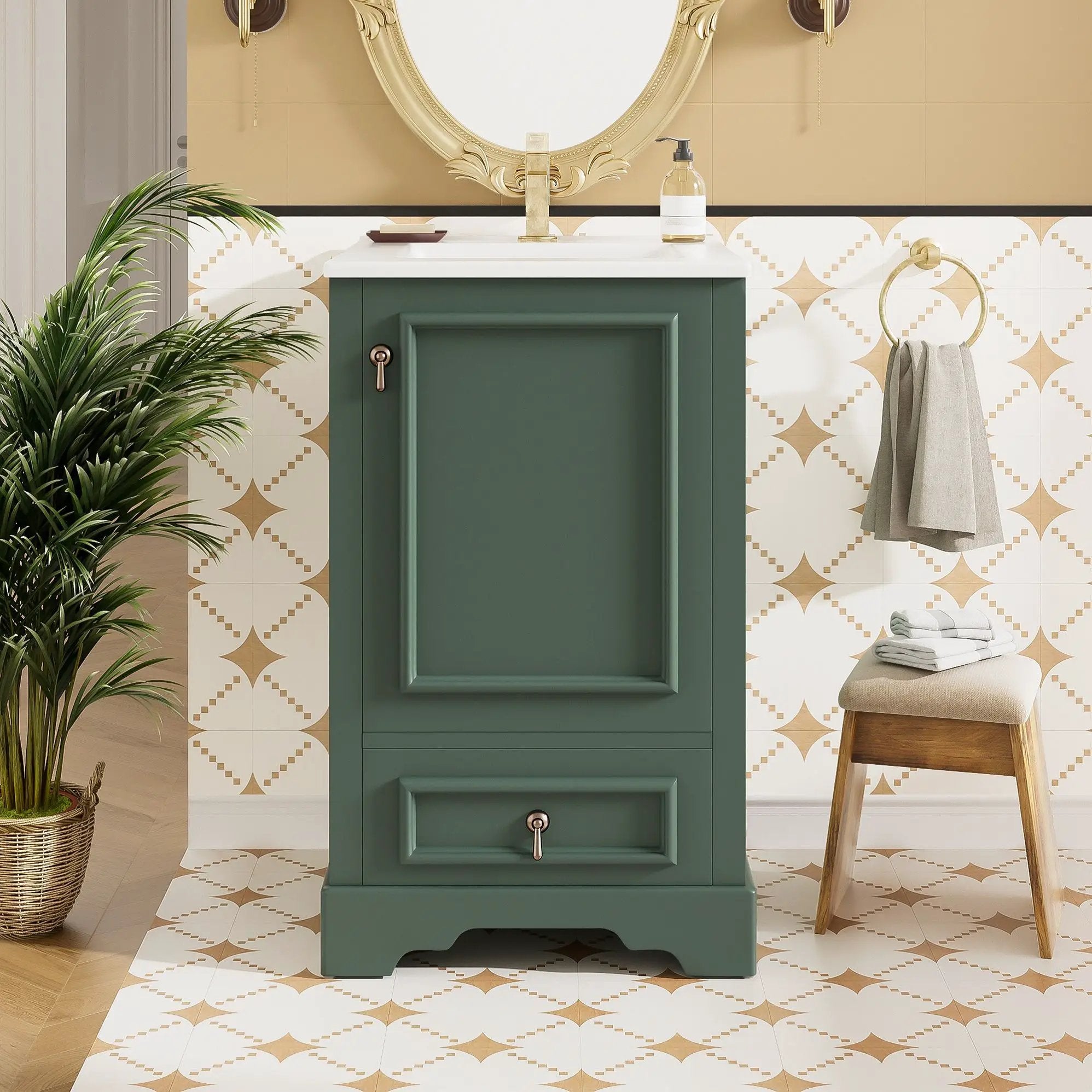 Bathroom Vanity With Sink, Soft Close Door, Adjustable U-Shaped Shelf by Unique Piece Furniture