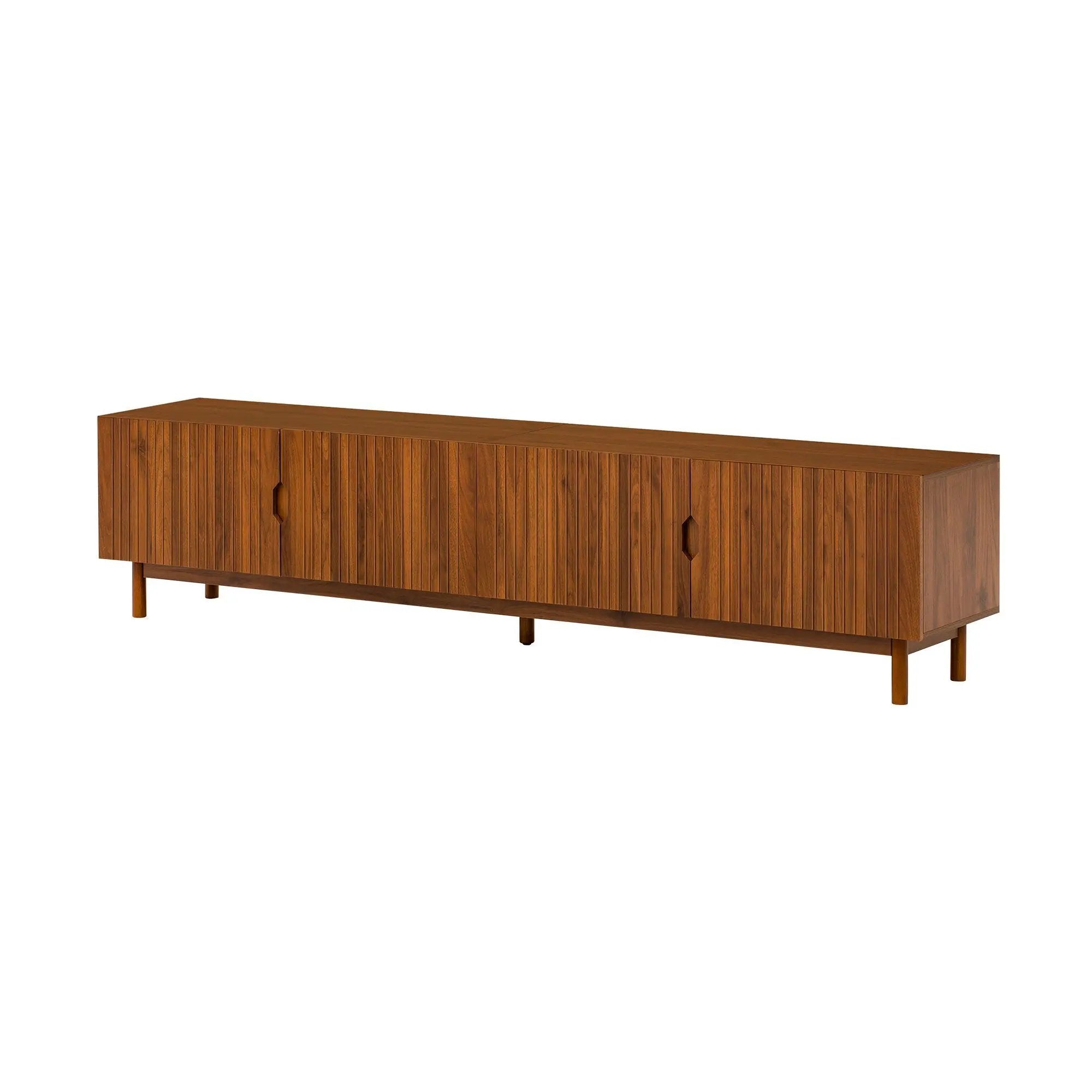 TV Stand With Legs, Media Console, 4 Cabinets For Living Room - Natural Wood by HouseOfZazla