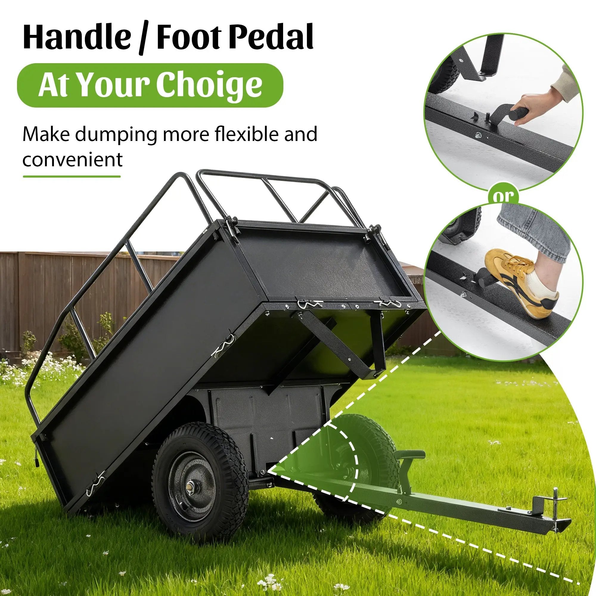 600LBS Heavy Duty Steel Dump Cart Trailer, 17 Cu.Ft. by HouseOfZazla