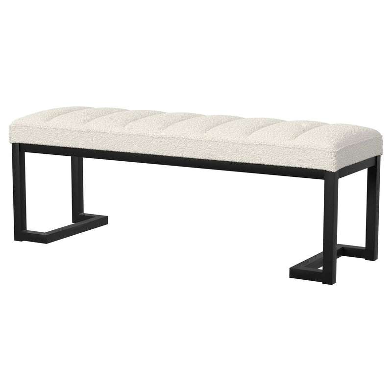 Mesa Boucle Upholstered Tufted Accent Bench Vanilla by Unique Piece Furniture