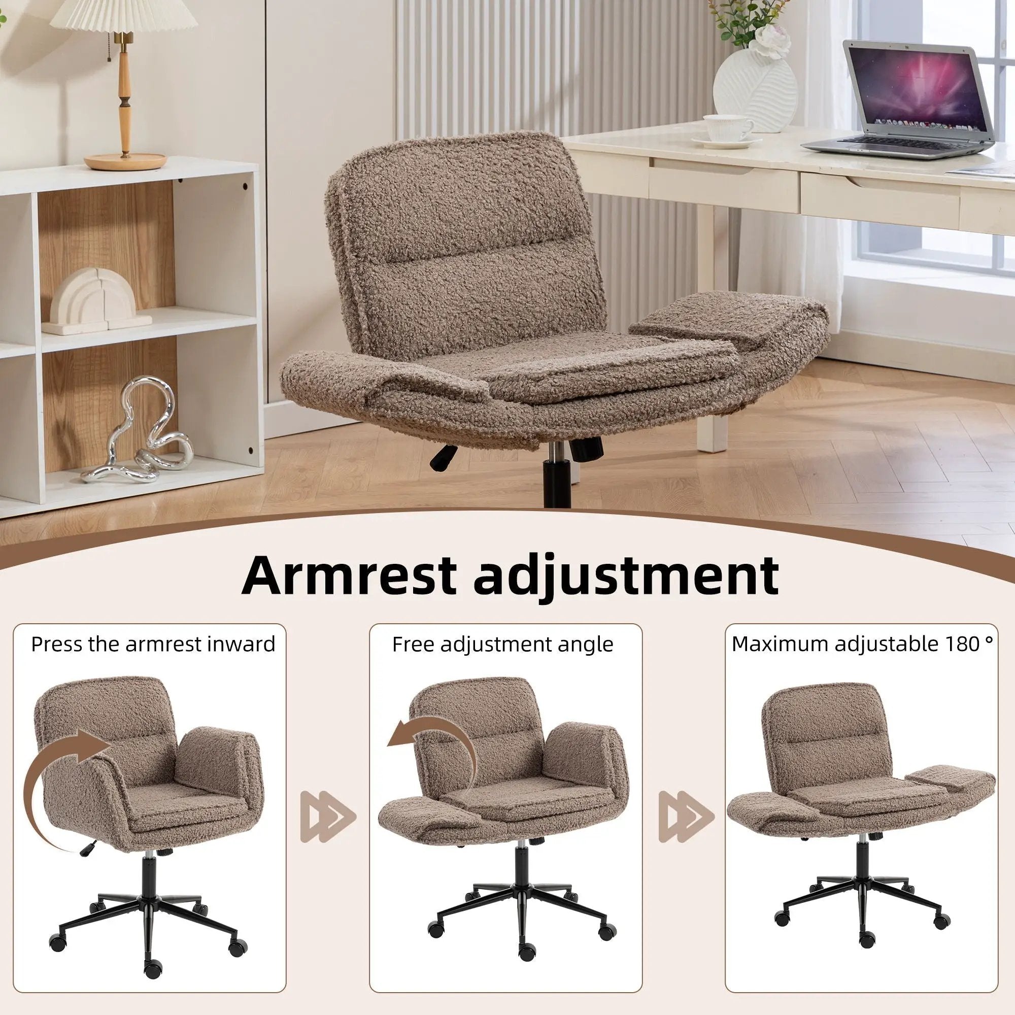 Criss Cross Swivel Desk Chair With Adjustable Armrests & Wheels For Home Office by HouseOfZazla