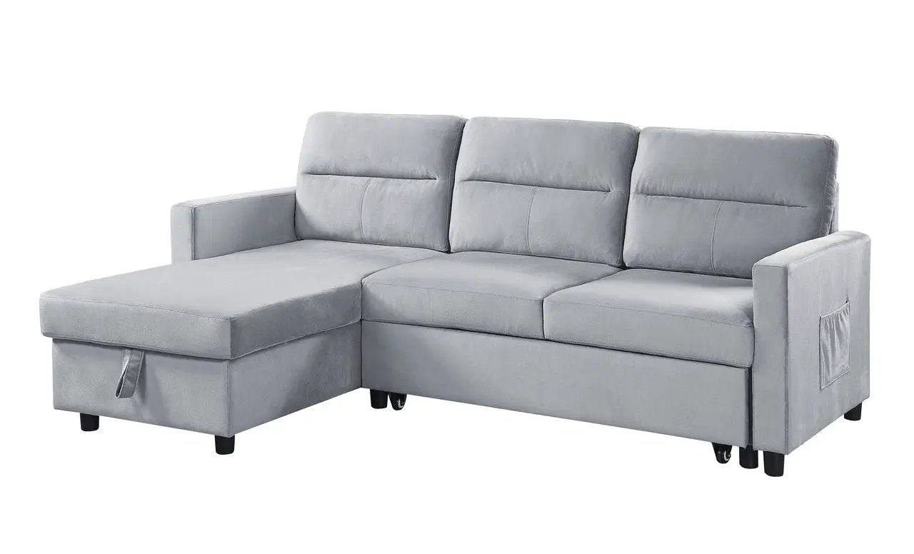 Ivy - Reversible Sleeper Sectional Sofa With Storage Chaise And Side Pocket by HouseOfZazla