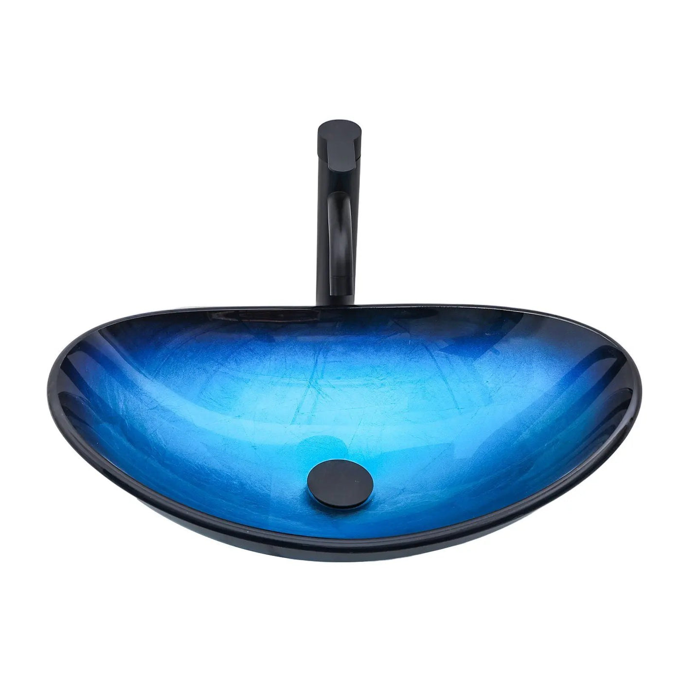 Tempered Glass Vessel Sink With Boat Shape Pop-Up Drain by HouseOfZazla