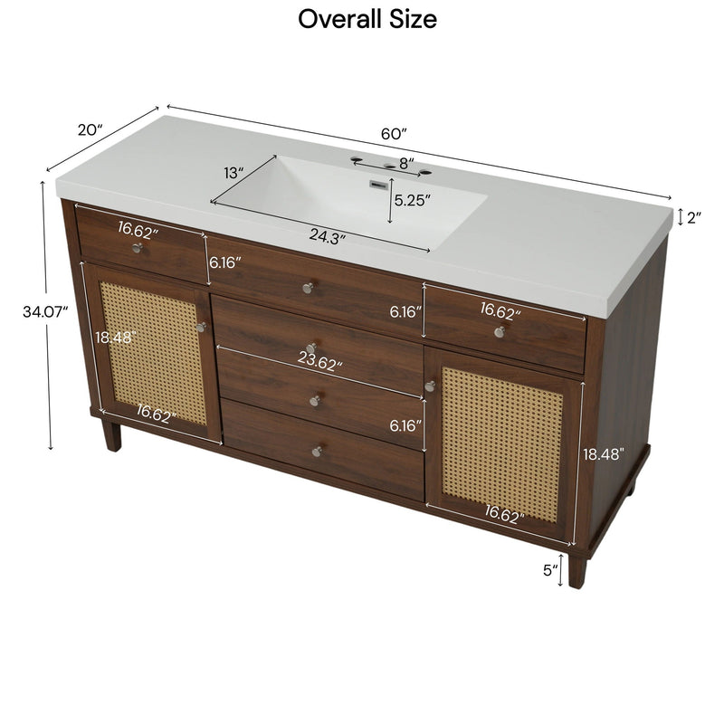 Bathroom Vanity With Sink, 5 Legs, Soft Close Drawers by HouseOfZazla