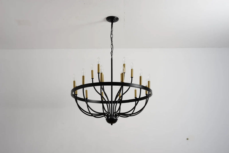 15-Light Industrial Iron Candle Chandelier Modern Farmhouse Pendant Light by HouseOfZazla