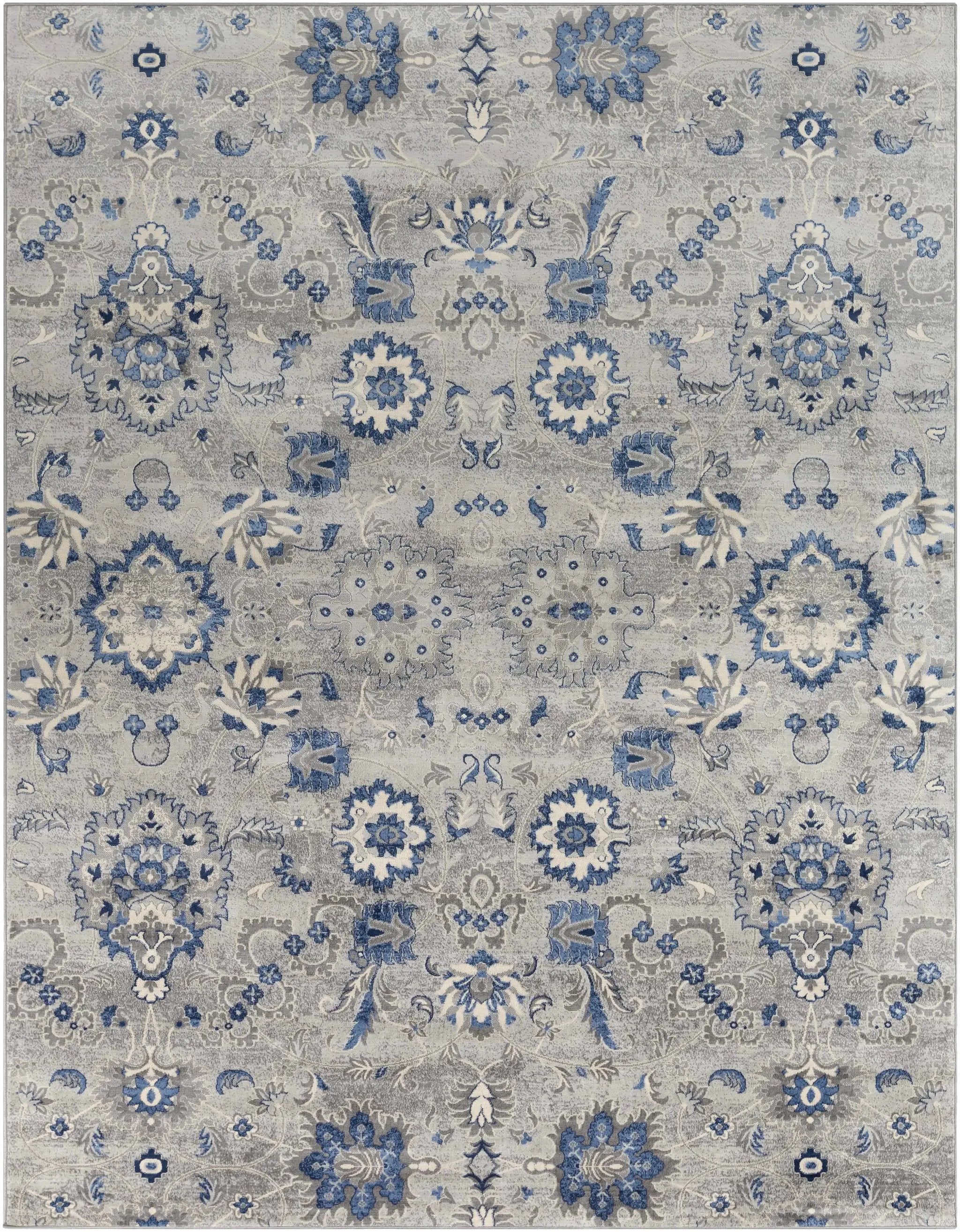 Adairsville Blue Floral Area Carpet - Clearance by Boutique Rugs