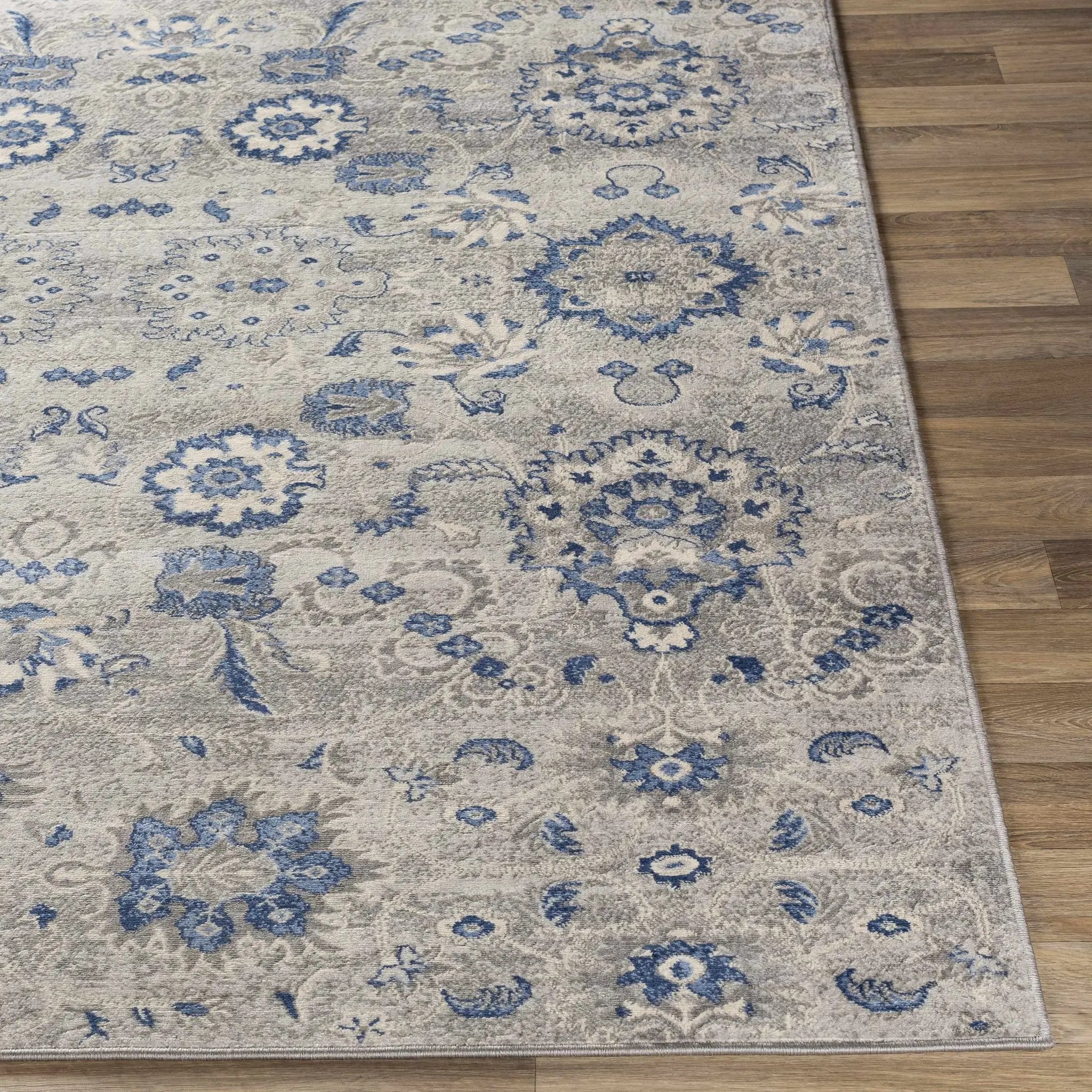 Adairsville Blue Floral Area Carpet - Clearance by Boutique Rugs