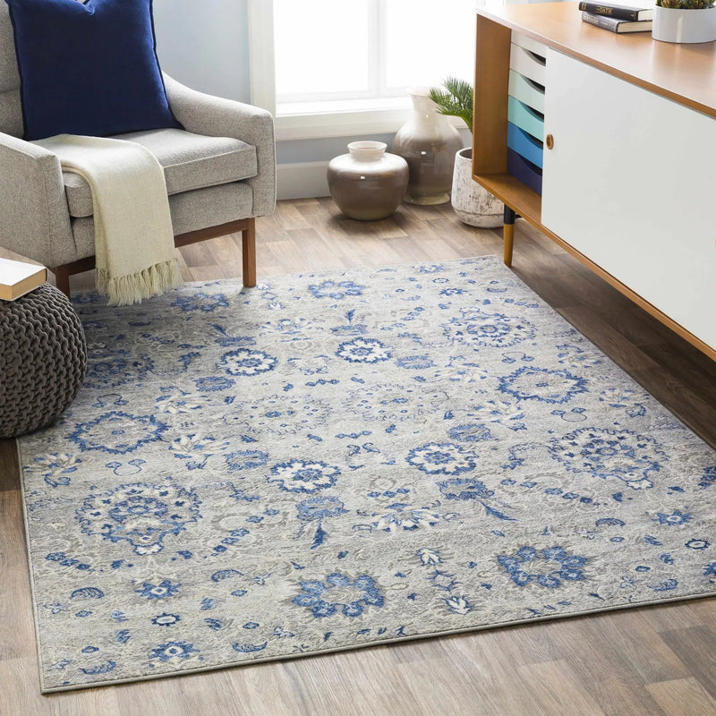 Adairsville Blue Floral Area Carpet - Clearance by Boutique Rugs