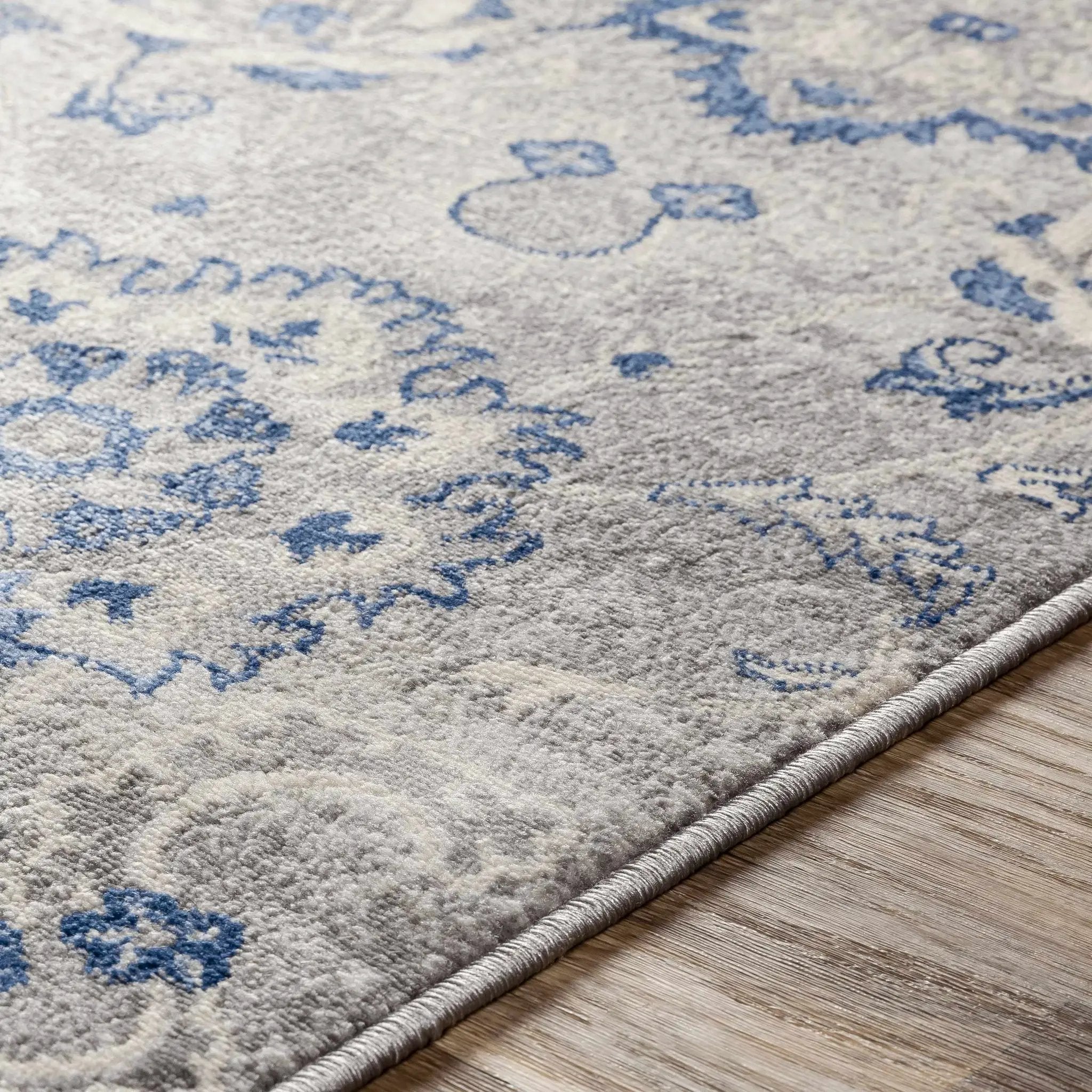 Adairsville Blue Floral Area Carpet - Clearance by Boutique Rugs