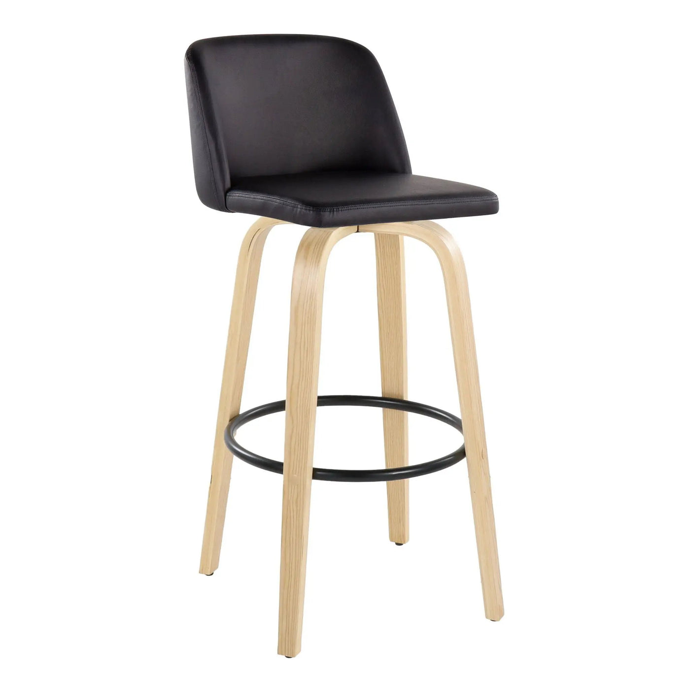 Toriano - Contemporary Fixed Height Barstool Swivel And Round Footrest (Set of 2) by HouseOfZazla