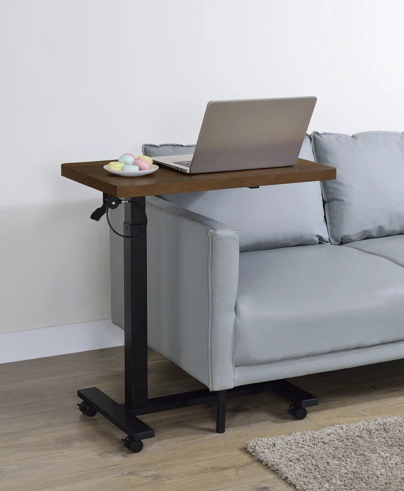 Westpark Pneumatic Adjustable C-Shape Side Table with Casters Dark Pine by Unique Piece Furniture