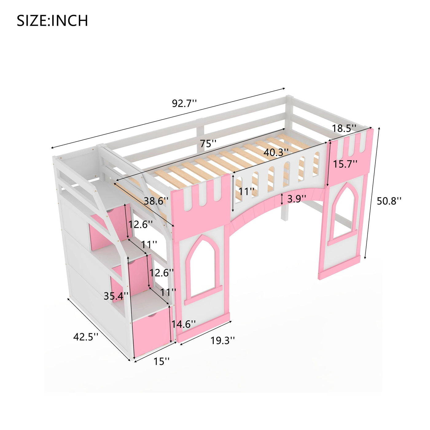 Loft Bed With Storage Staircase And Windows by HouseOfZazla