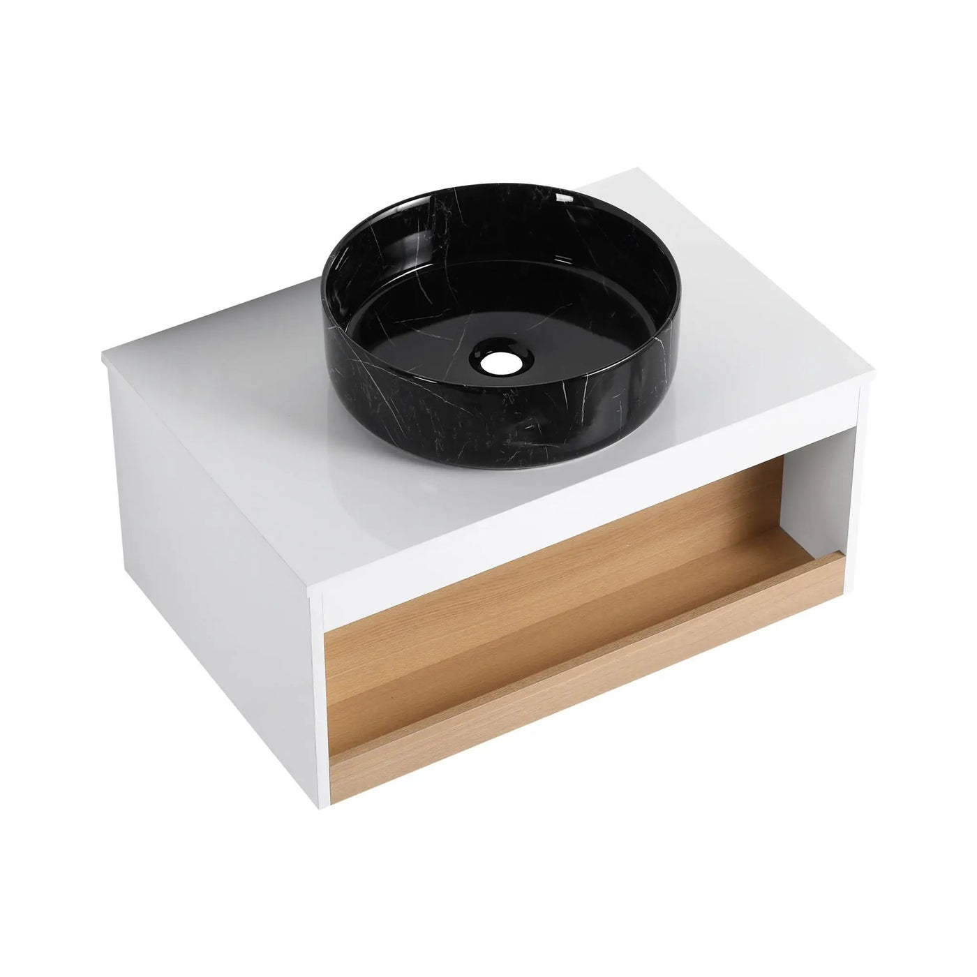 Floating Bathroom Vanity With Vessel Sink With Open Shelf Storage by Unique Piece Furniture