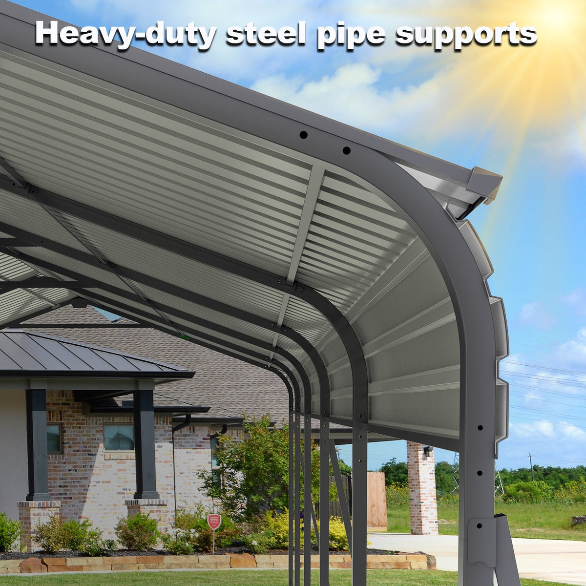 Metal Carport 13 x 26.5 FT with Galvanized Steel Roof - Heavy Duty Outdoor Shelter, photo 10 of 10