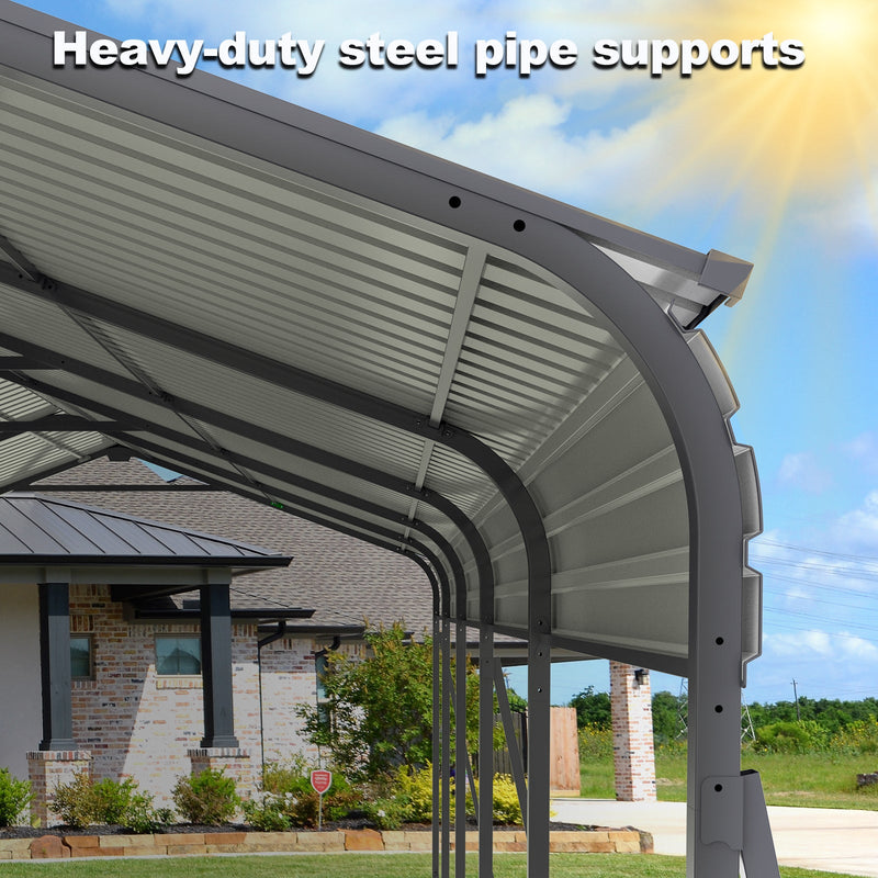 Metal Carport 13 x 26.5 FT with Galvanized Steel Roof - Heavy Duty Outdoor Shelter, photo 10 of 10