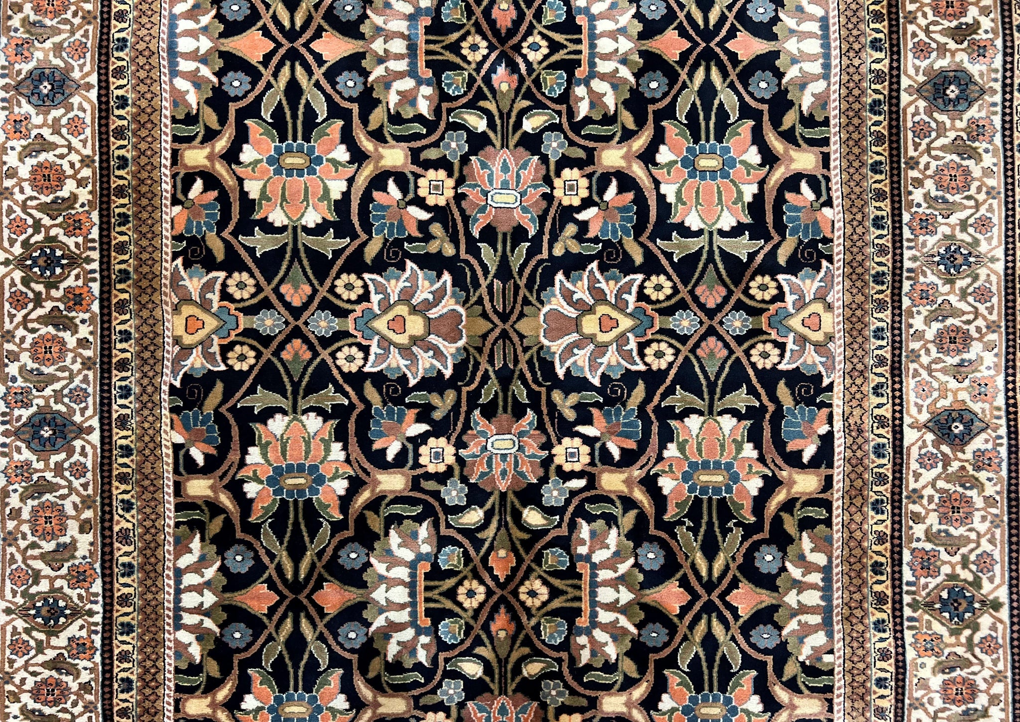 Indo Persian Bidjar Rug 6x10, Vintage Handmade Wool Carpet, Allover Pattern by Jewel Rugs