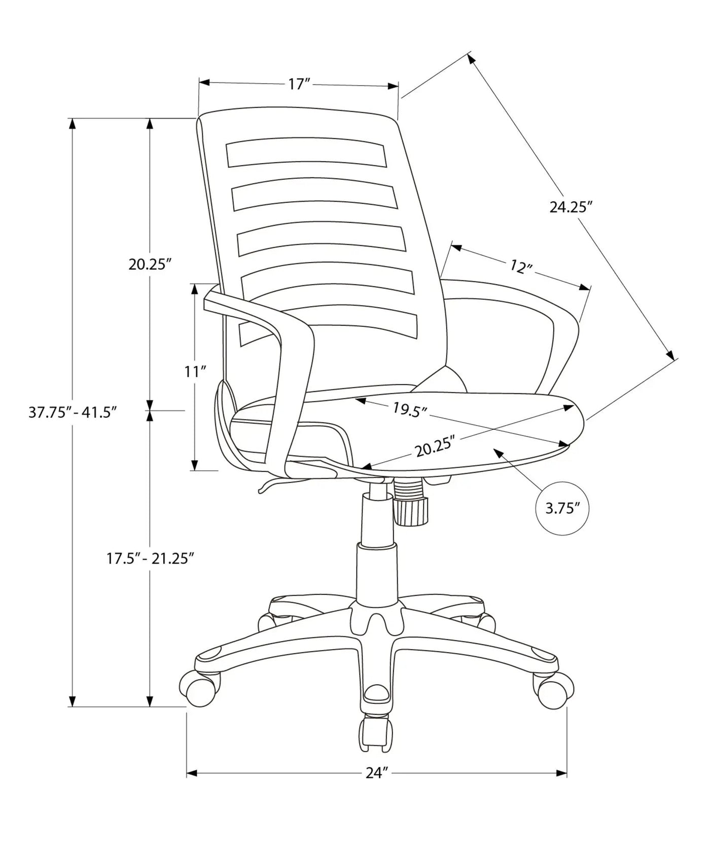 Office Chair, Adjustable Height, Swivel, Ergonomic, Armrests by HouseOfZazla