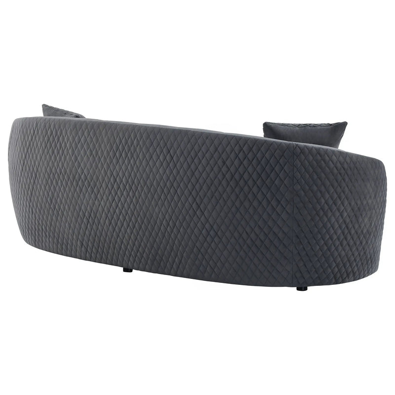 Brookside Velvet Upholstered Curved Sofa Dark Grey by Unique Piece Furniture