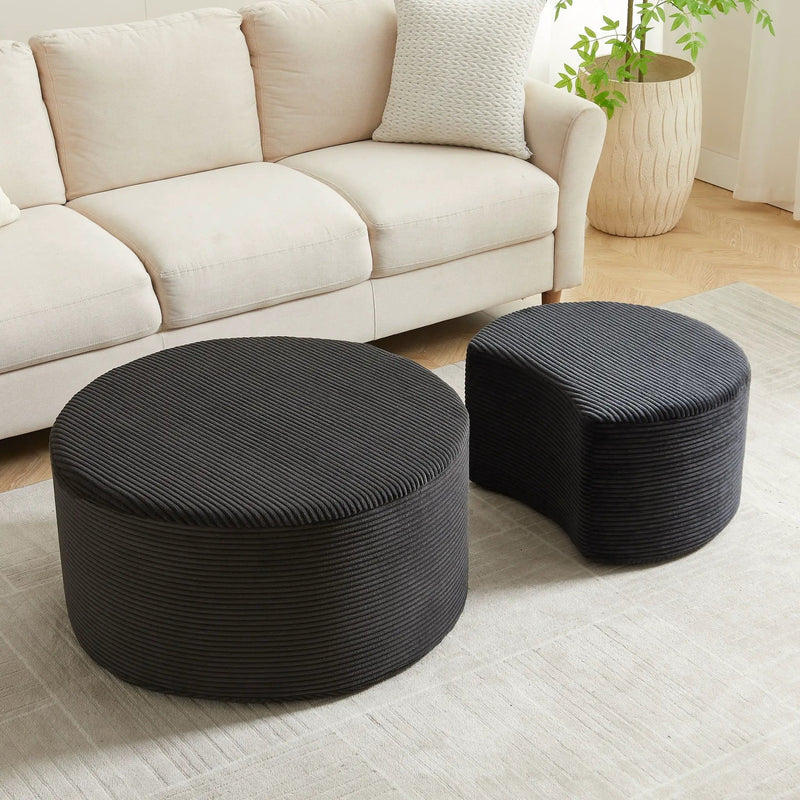 Modern Upholstered Round Coffee Table For Living Room (Set of 2) by HouseOfZazla
