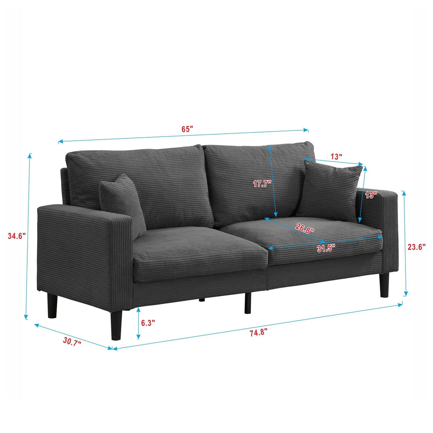 Modern Upholstered 2 Piece Sofa Set With 3 Seater And 2 Seater by HouseOfZazla