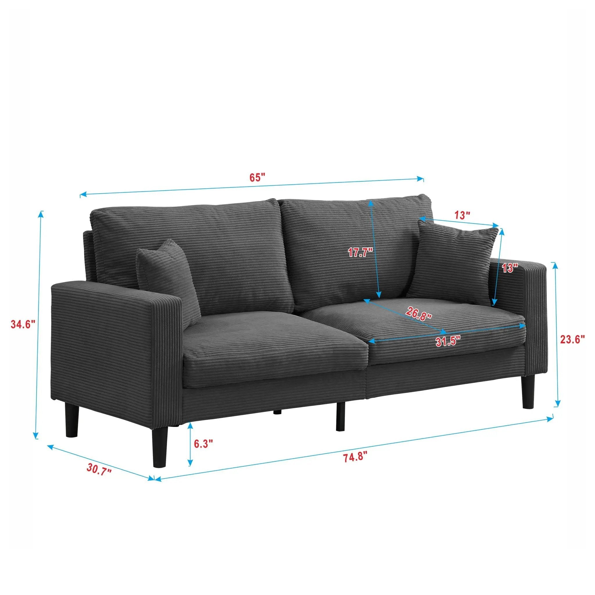 Modern Upholstered 2 Piece Sofa Set With 3 Seater And 2 Seater by Unique Piece Furniture