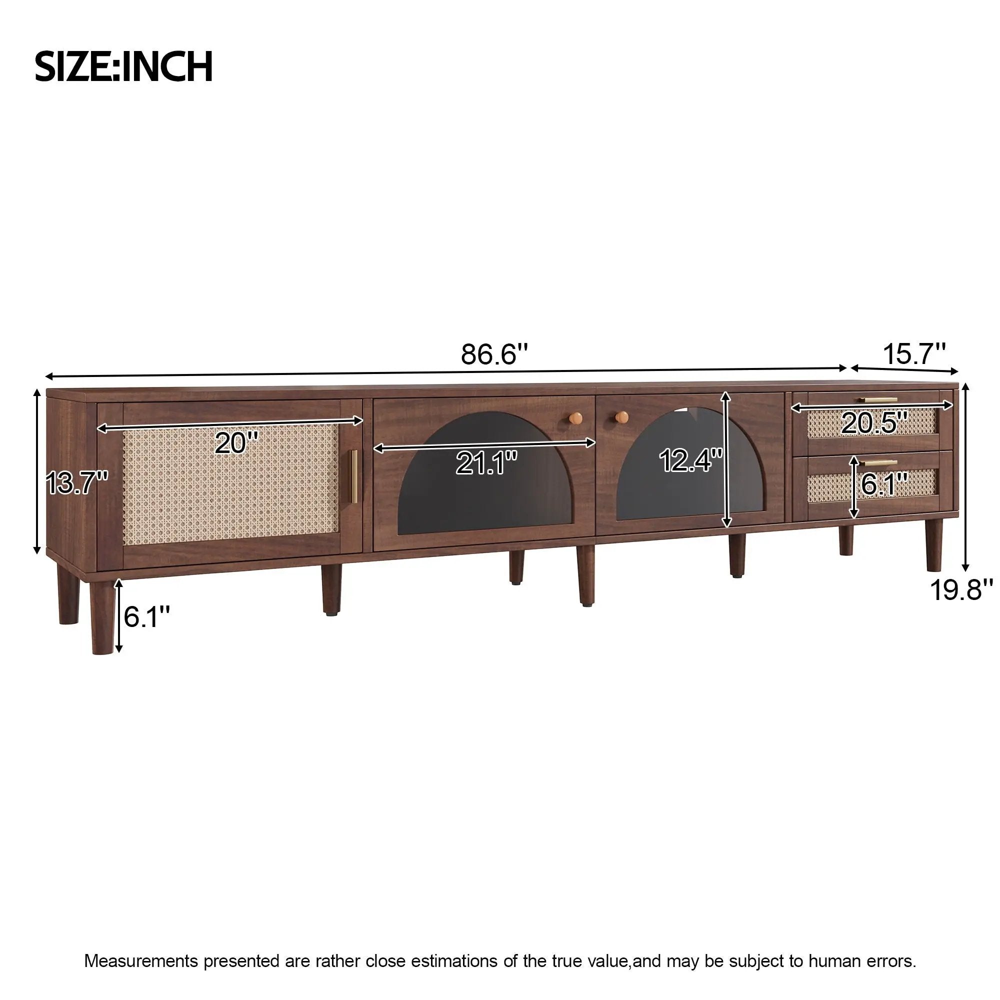 TV Stand For TVs Up To 90", Media Console With App Controlled LED Lights, 2 Drawers & Door Storage - Dark Brown by Unique Piece Furniture