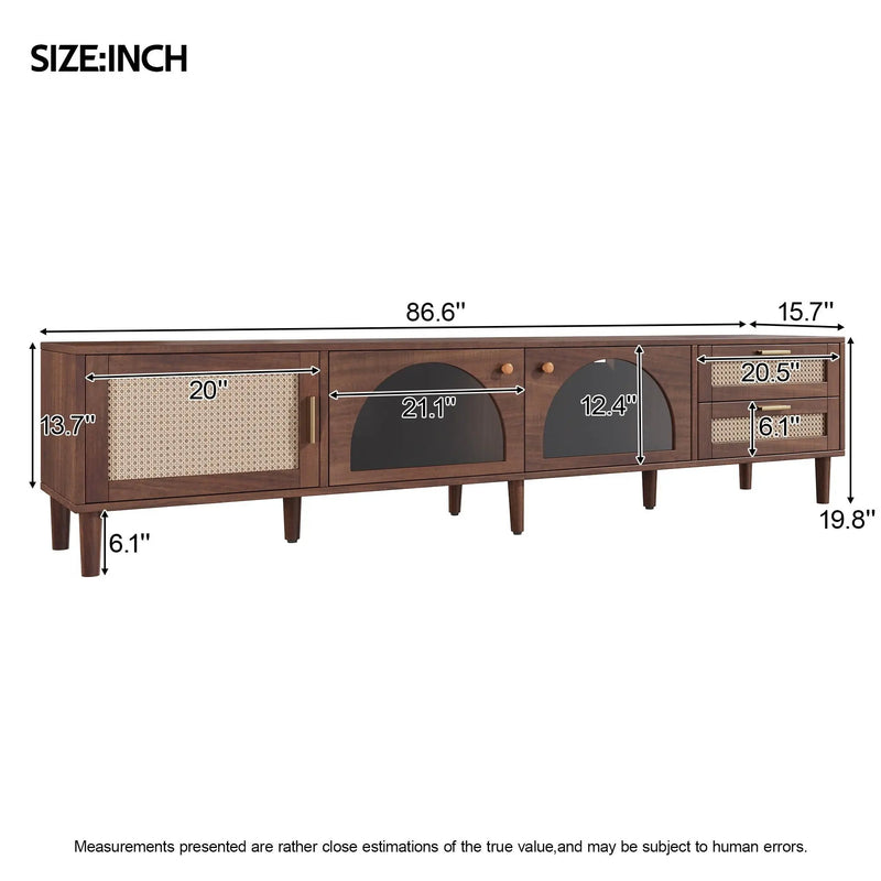 TV Stand For TVs Up To 90", Media Console With App Controlled LED Lights, 2 Drawers & Door Storage - Dark Brown by HouseOfZazla