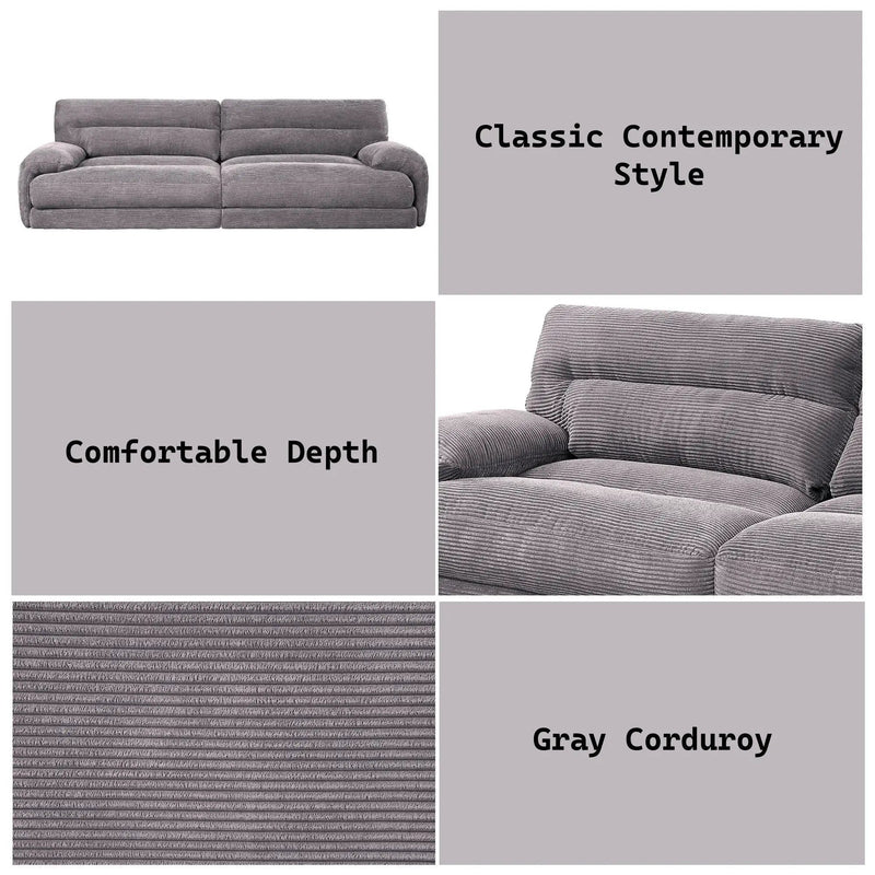 Cadenza - Corduroy Sofa - Gray by HouseOfZazla