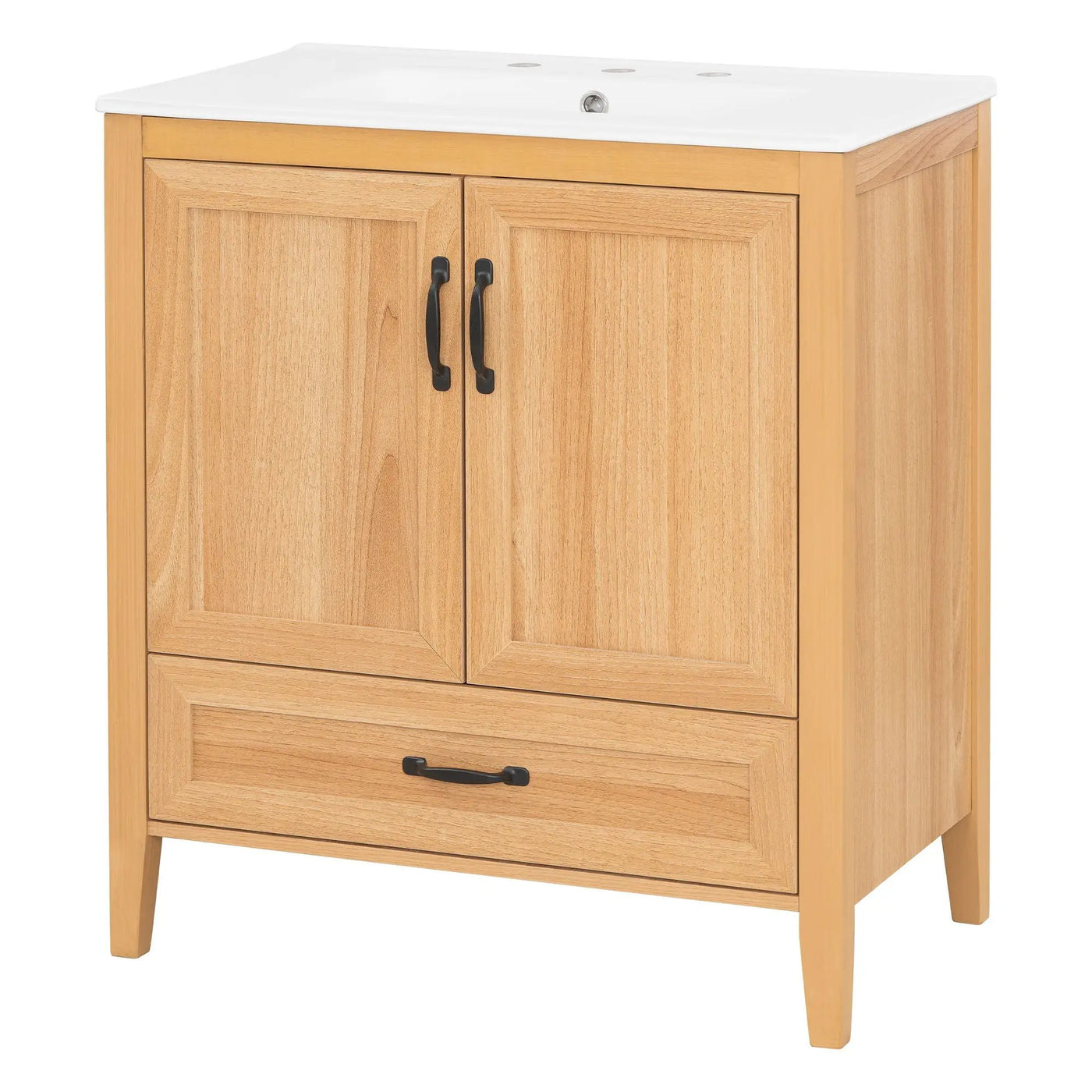 Elegant Fluted Bathroom Vanity With Sink, Soft Close Doors & Drawer by HouseOfZazla