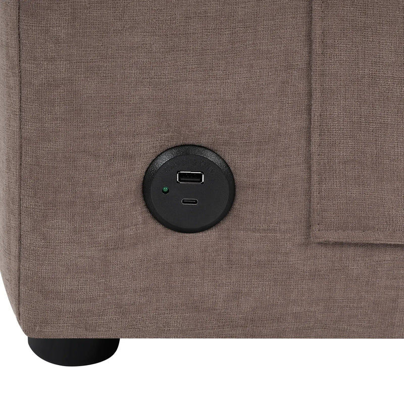 Modern L-Shaped Sectional Sofa With Curved Chaise, USB Ports, And Side Storage Pockets by HouseOfZazla