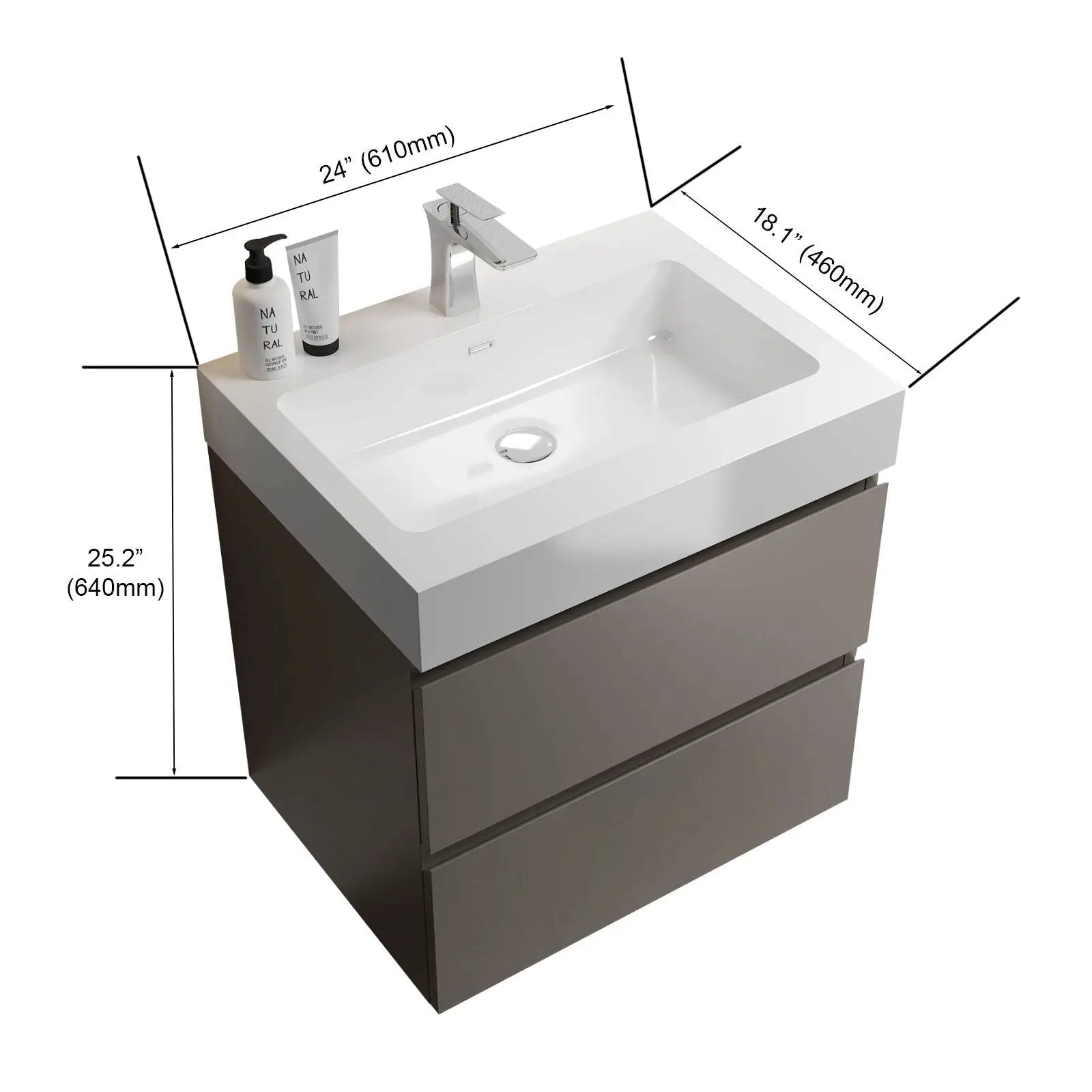 Alice - Bathroom Vanity With Sink, Large Storage Wall Mounted Floating Bathroom Vanity For Modern Bathroom, One-Piece Sink Basin Without Drain And Faucet by Unique Piece Furniture