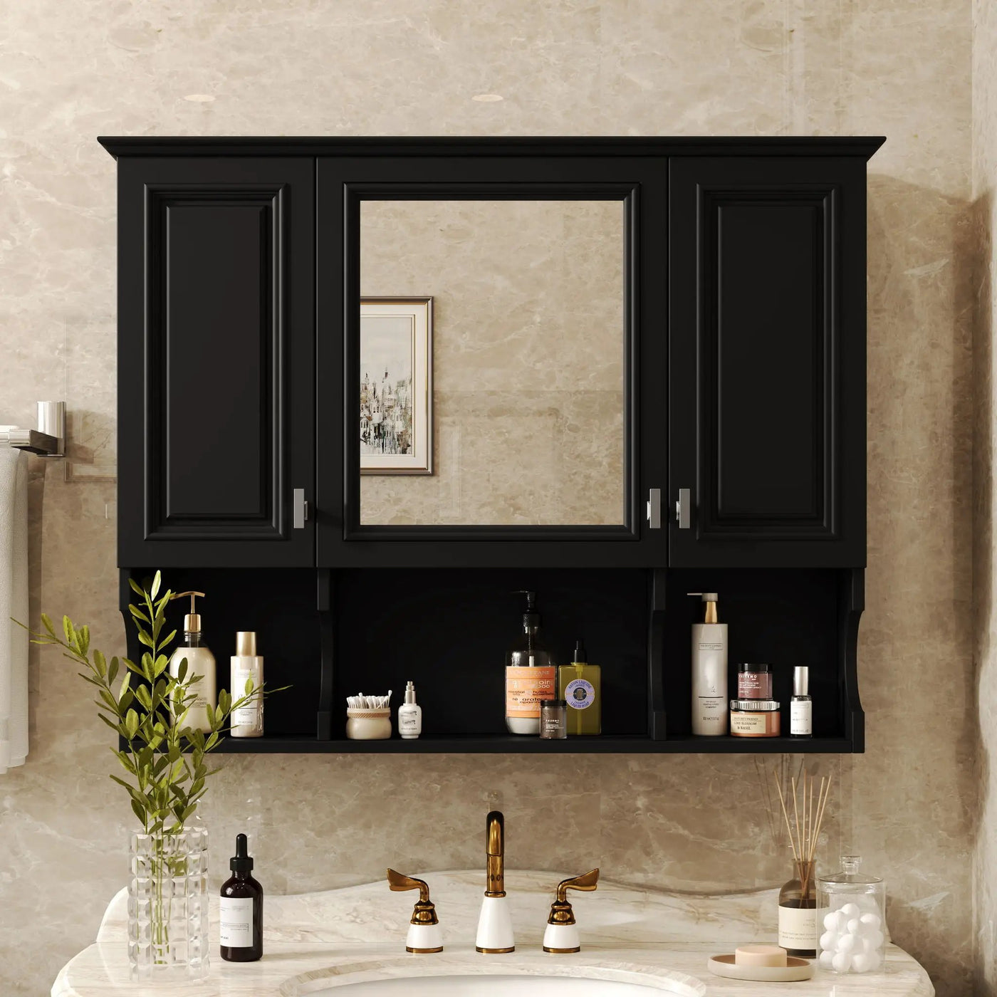 Wall Mounted Bathroom Medicine Wall Cabinet With Mirror & Open Shelves by HouseOfZazla