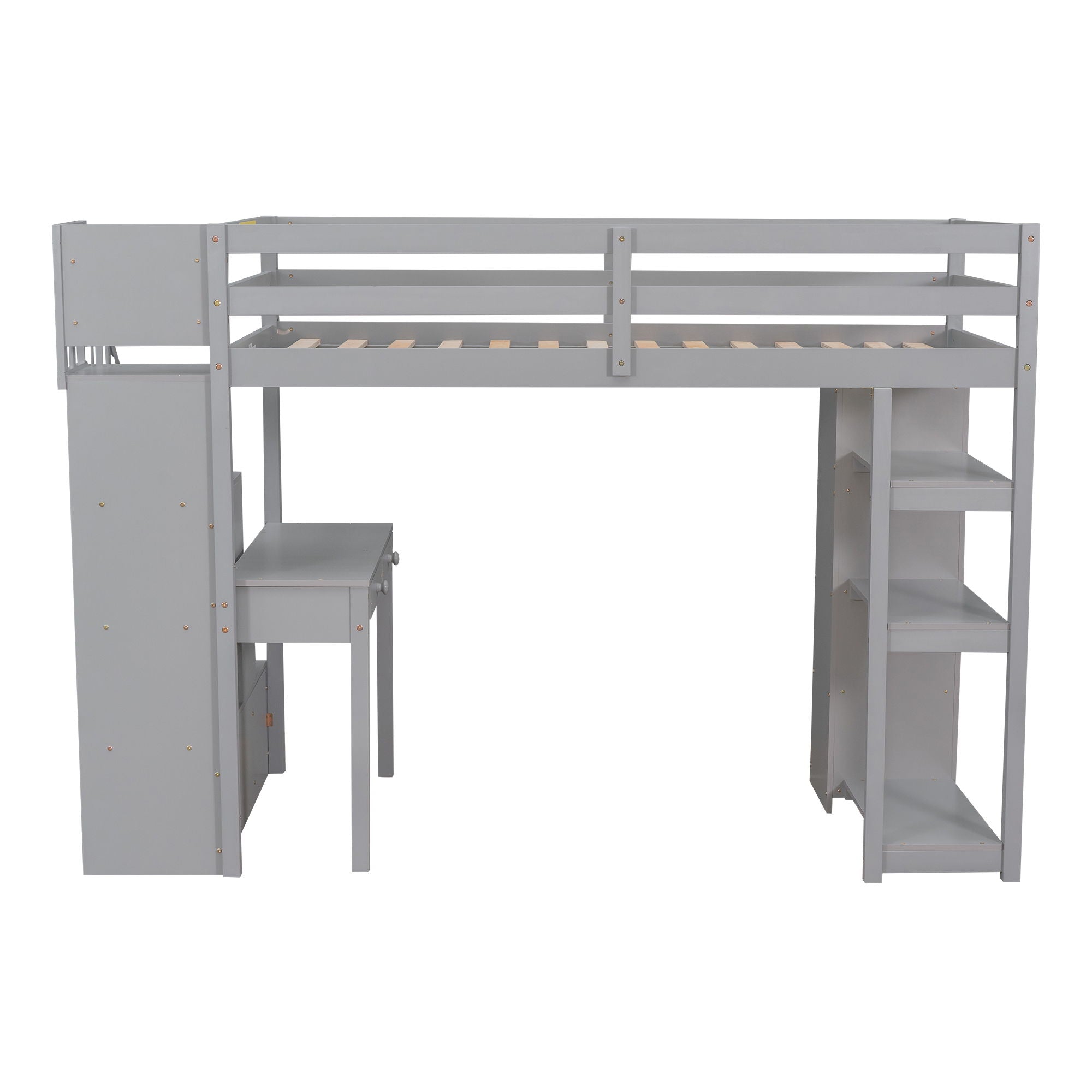 Loft Bed With Storage Drawers, Desk And Stairs With Shelves by HouseOfZazla
