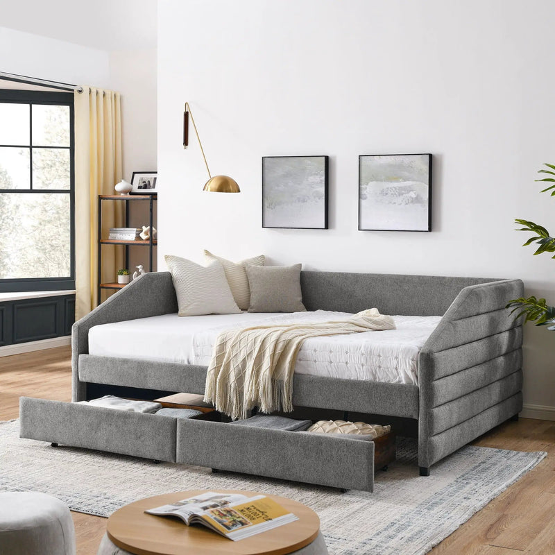 Elegant Daybed With Trundle Upholstered Tufted Sofa Bed by Unique Piece Furniture