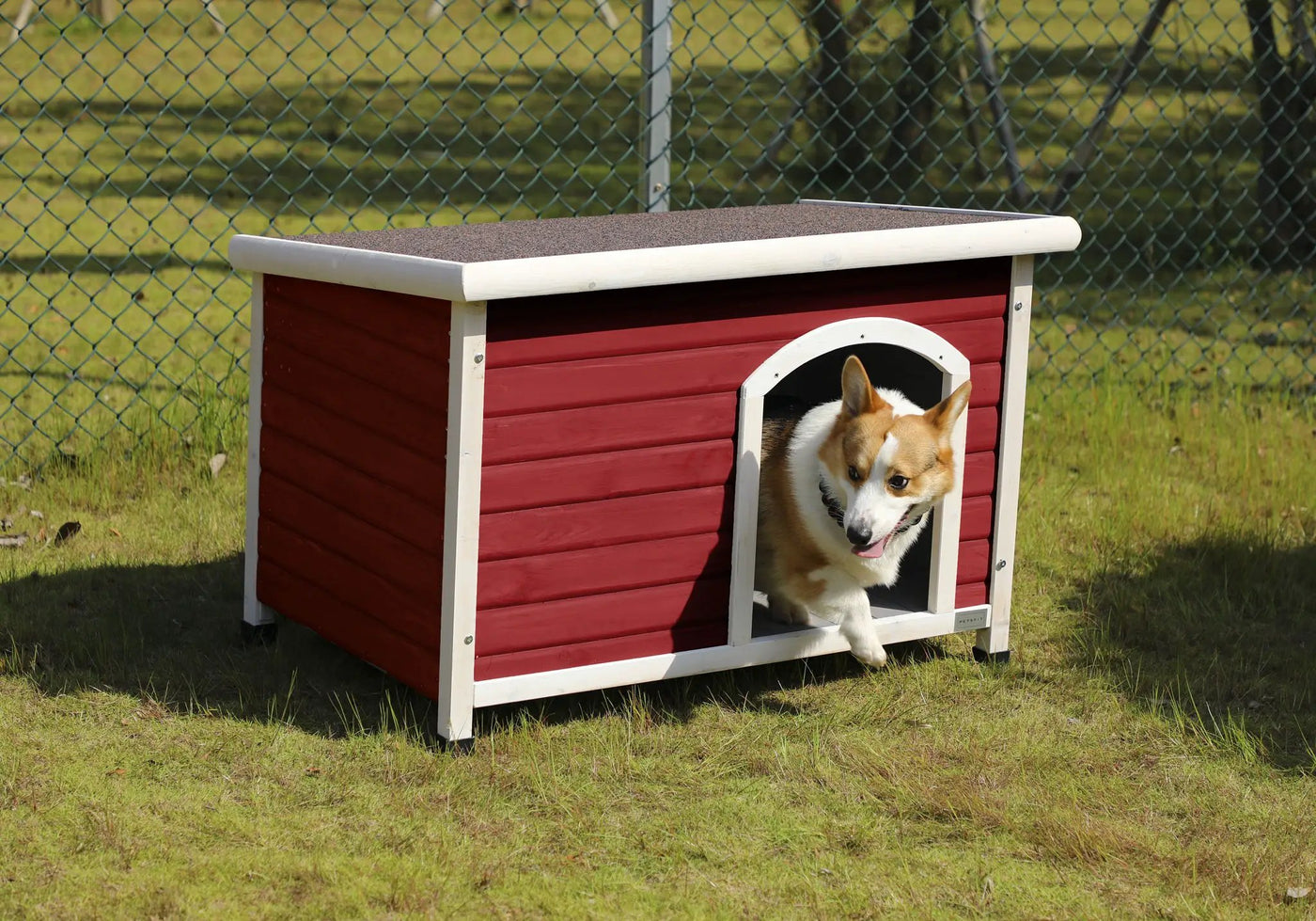 Medium Wooden Outdoor Dog House, Waterproof Roof, Elevated Floor, Adjustable Plastic Feet by HouseOfZazla