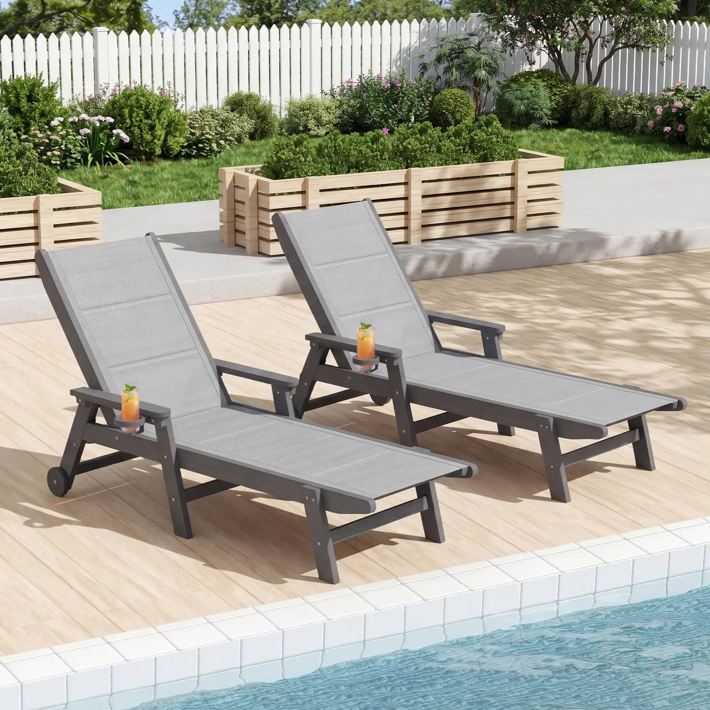 Outdoor Pool Lounge Chairs Set of 2 by HouseOfZazla