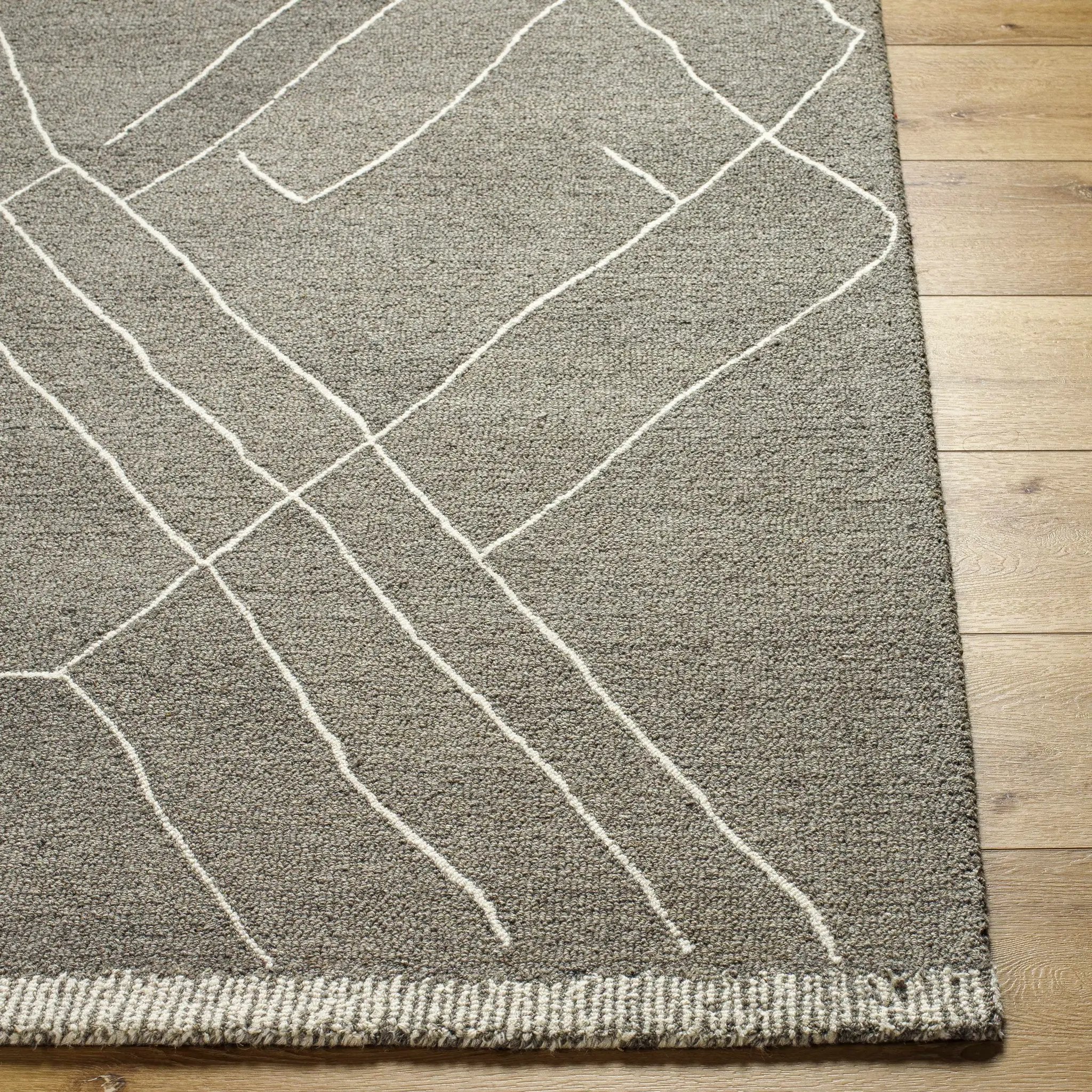 Arsenal Trout Valley Gray Wool Rug by Boutique Rugs