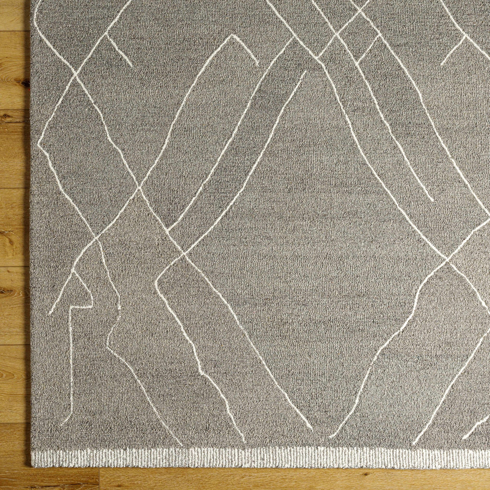 Arsenal Trout Valley Gray Wool Rug by Boutique Rugs