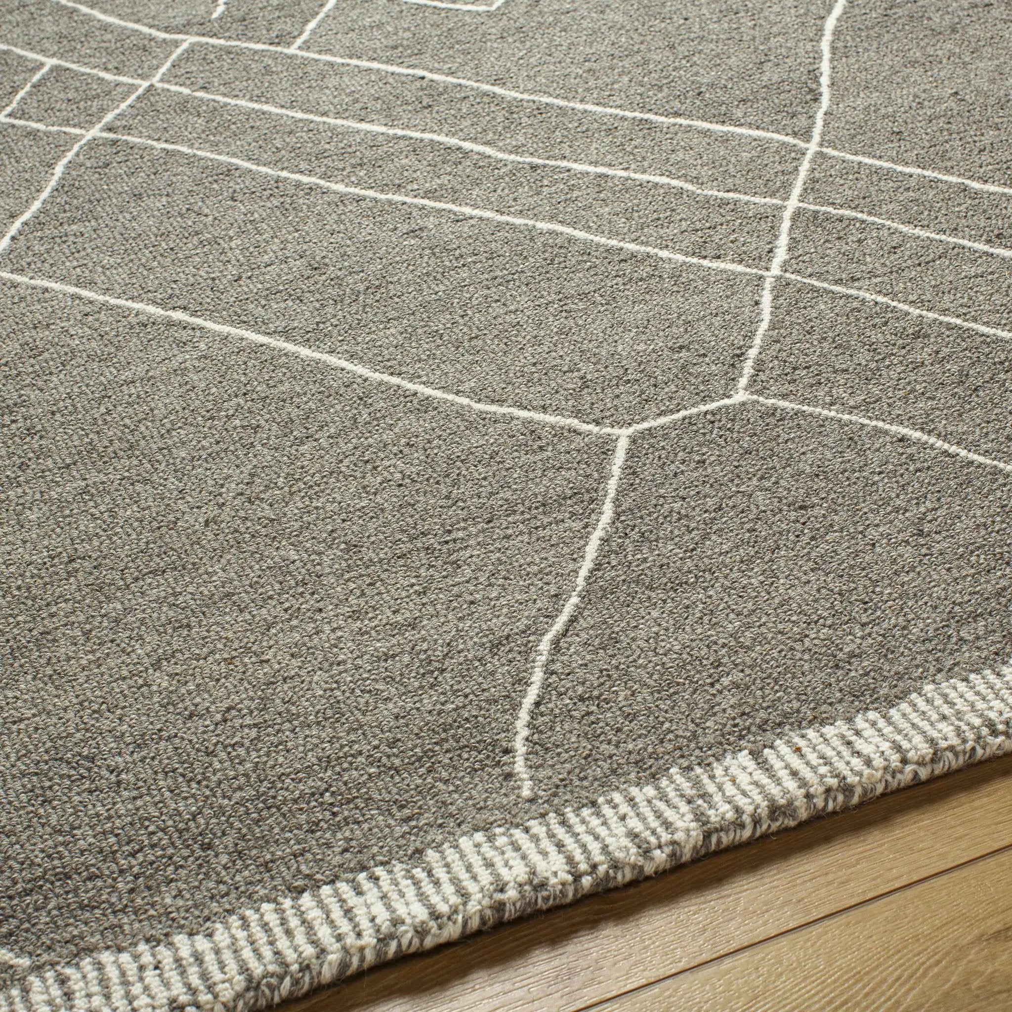 Arsenal Trout Valley Gray Wool Rug by Boutique Rugs