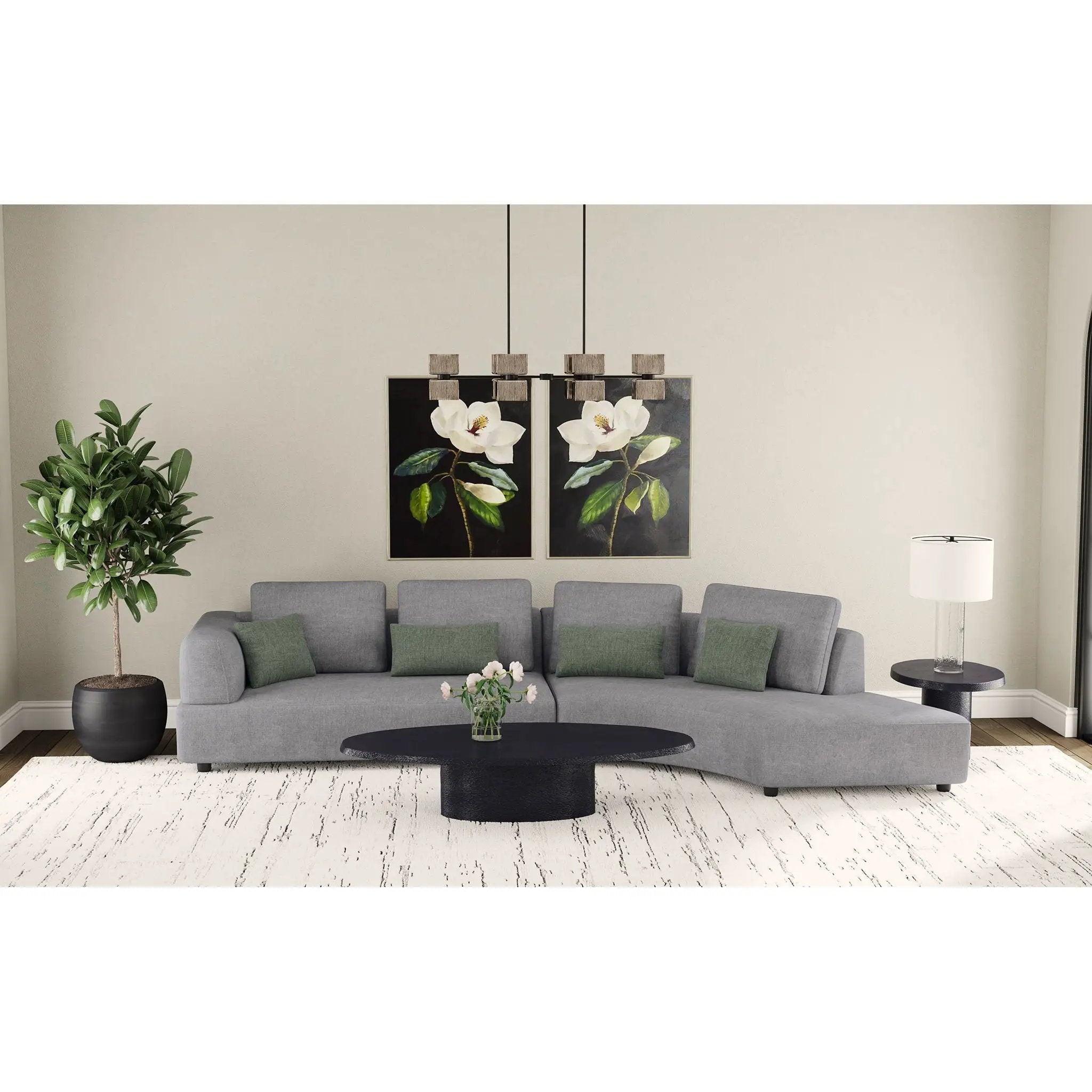 Lincoln - Upholstered Curved Sectional Sofa With Pillow Back Cushions - Gray by HouseOfZazla